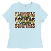 Baby Blue Flannels Hayrides Pumpkins Ladies Tee - texasbilliewilder
