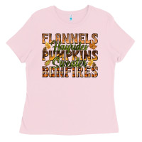 Bubblegum Pink Flannels Hayrides Pumpkins Ladies Tee - texasbilliewilder