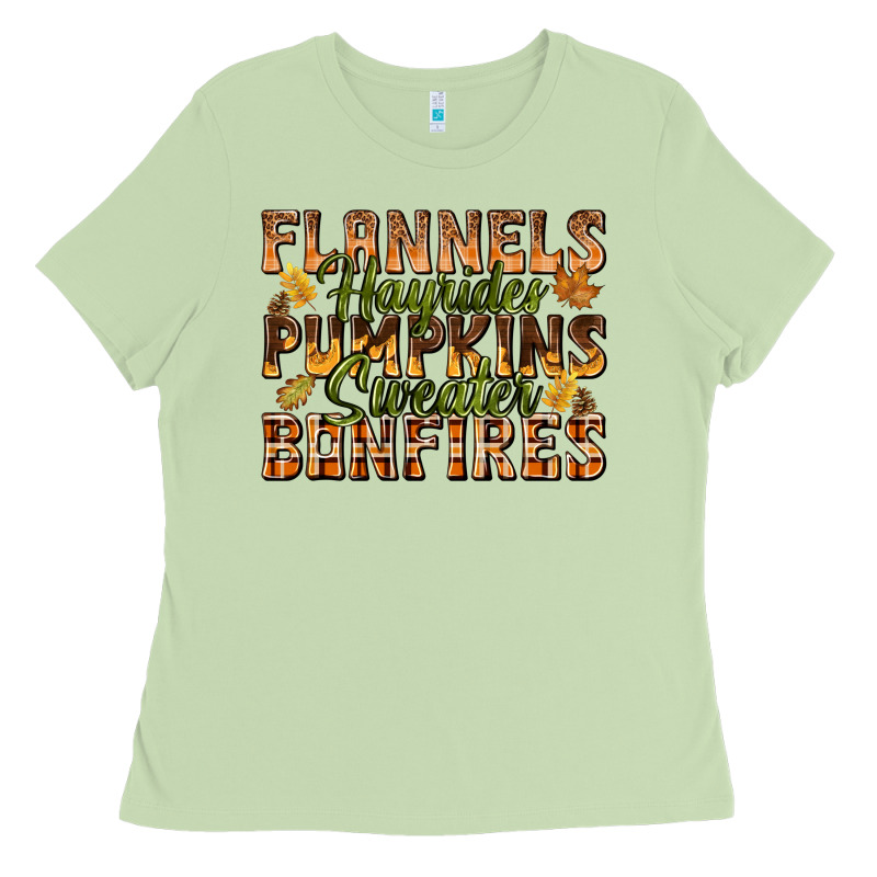 Flannels Hayrides Pumpkins Ladies Tee by texasbilliewilder | Teevron