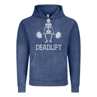Vintage Denim deadlift funny halloween skeleton weight lifting workout Vintage Hoodie - longCreatives
