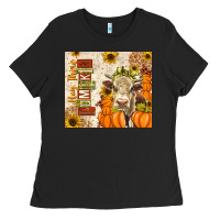 Black Fall Hay There Pumpkin Ladies Tee - texasbilliewilder