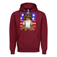 Burgundy military gnomes boots american flag Zipper Hoodie - Artiststas