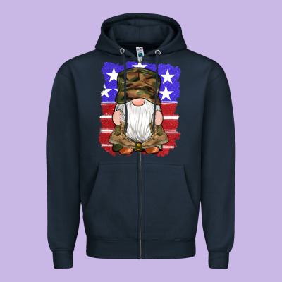Military Gnomes Boots American Flag Zipper Hoodie Designed By Artiststas