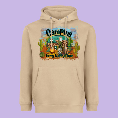 Camping Is My Happy Place Heavyweight Hoodie Designed By Barkaloodesign