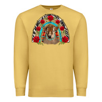 Antique Gold brown baby cow floral rose rainbow Premium Sweatshirt - BarkalooDesign