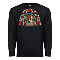 Black brown baby cow floral rose rainbow Premium Sweatshirt - BarkalooDesign