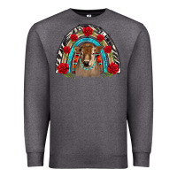 Charcoal Heather brown baby cow floral rose rainbow Premium Sweatshirt - BarkalooDesign