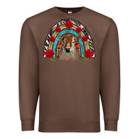 Chestnut brown baby cow floral rose rainbow Premium Sweatshirt - BarkalooDesign