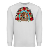 Dove Grey brown baby cow floral rose rainbow Premium Sweatshirt - BarkalooDesign