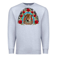 Heather Grey brown baby cow floral rose rainbow Premium Sweatshirt - BarkalooDesign