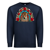 Navy brown baby cow floral rose rainbow Premium Sweatshirt - BarkalooDesign