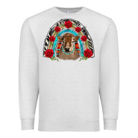 Oatmeal Heather brown baby cow floral rose rainbow Premium Sweatshirt - BarkalooDesign
