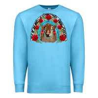 Ocean Blue brown baby cow floral rose rainbow Premium Sweatshirt - BarkalooDesign