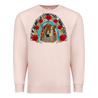 Pale Pink brown baby cow floral rose rainbow Premium Sweatshirt - BarkalooDesign