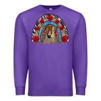 Purple brown baby cow floral rose rainbow Premium Sweatshirt - BarkalooDesign