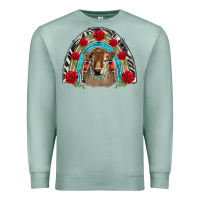Seafoam brown baby cow floral rose rainbow Premium Sweatshirt - BarkalooDesign