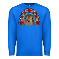 True Royal brown baby cow floral rose rainbow Premium Sweatshirt - BarkalooDesign