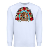 White brown baby cow floral rose rainbow Premium Sweatshirt - BarkalooDesign