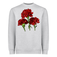 Heather Grey Scarlet Red Carnation Illustrations Heavyweight Sweatshirt - LillyAllenDesigns