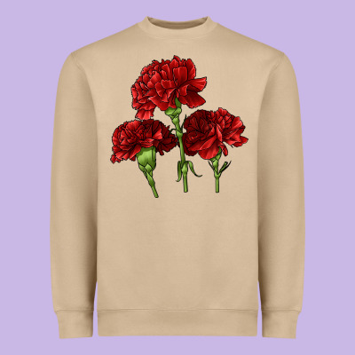 Scarlet Red Carnation Illustrations Heavyweight Sweatshirt Designed By Lillyallendesigns