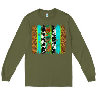 Army Green western brushstrokes Long Sleeve Tee - OliviaCreatesArt