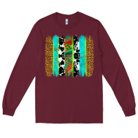 Burgundy western brushstrokes Long Sleeve Tee - OliviaCreatesArt