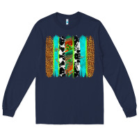 Navy western brushstrokes Long Sleeve Tee - OliviaCreatesArt