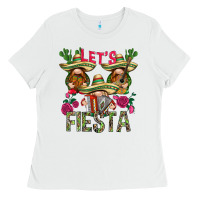 White Let's Fiesta with gnomes Ladies Tee - NancyCooperArtShop