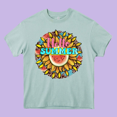 Hello Summer Heavy Core Tee Designed By Jahusdesignshop