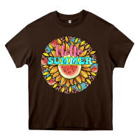 Chocolate Brown hello summer Heavy Core Tee - JahusDesignShop