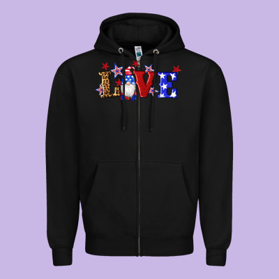 American Flag Gnomes Love Zipper Hoodie Designed By Artiststas