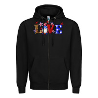 Black american flag gnomes love Zipper Hoodie - Artiststas