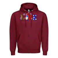 Burgundy american flag gnomes love Zipper Hoodie - Artiststas