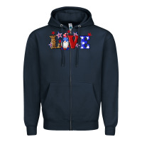 Navy american flag gnomes love Zipper Hoodie - Artiststas