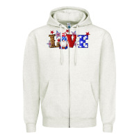 Oatmeal Heather american flag gnomes love Zipper Hoodie - Artiststas
