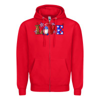 Red american flag gnomes love Zipper Hoodie - Artiststas