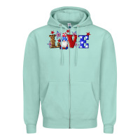 Seafoam american flag gnomes love Zipper Hoodie - Artiststas