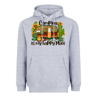 Heather Grey camping is my happy place caravan Heavyweight Hoodie - BarkalooDesign