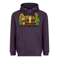 Plum camping is my happy place caravan Heavyweight Hoodie - BarkalooDesign