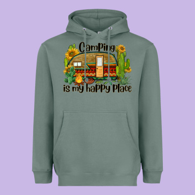 Camping Is My Happy Place Caravan Heavyweight Hoodie Designed By Barkaloodesign