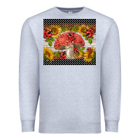 Heather Grey ladybug mushrooms Premium Sweatshirt - BarkalooDesign