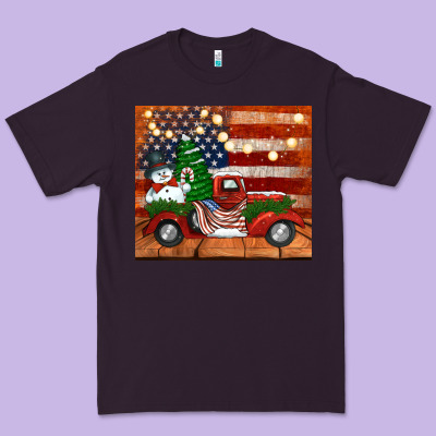 Christmas Truck With American Flag Premium Tee Designed By Jasminsmagicworld