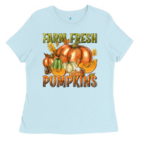 Baby Blue Farm Fresh Pumpkins Ladies Tee - texasbilliewilder