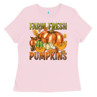 Bubblegum Pink Farm Fresh Pumpkins Ladies Tee - texasbilliewilder
