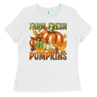 White Farm Fresh Pumpkins Ladies Tee - texasbilliewilder
