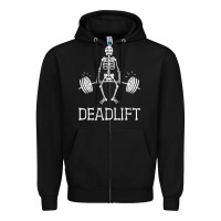 Black deadlift funny halloween skeleton weight lifting workout Zipper Hoodie - longCreatives