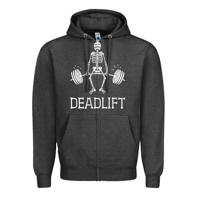Deadlift Funny Halloween Skeleton Weight Lifting Workout Zipper Hoodie by longCreatives | Teevron