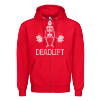 Red deadlift funny halloween skeleton weight lifting workout Zipper Hoodie - longCreatives