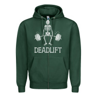 Sports Green deadlift funny halloween skeleton weight lifting workout Zipper Hoodie - longCreatives