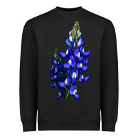 Black Bluebonnet Flower Illustrations Heavyweight Sweatshirt - LillyAllenDesigns